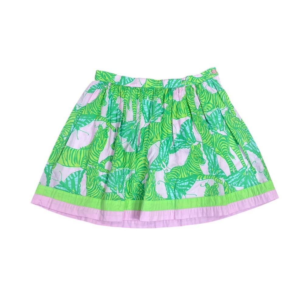 Lilly‎ Piltzer Brazilian Court Zebra Butterfly Pink & Green Skirt Girl’s SZ 10